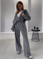 Women’s Zip-Up Wide Leg Lounge Set
