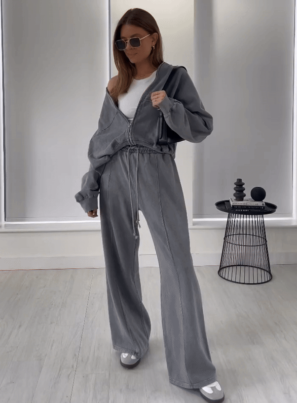 Women’s Zip-Up Wide Leg Lounge Set