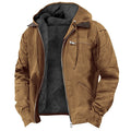 Herren-Outdoorjacke mit Kapuze, Reißverschluss vorne und Fleecefutter