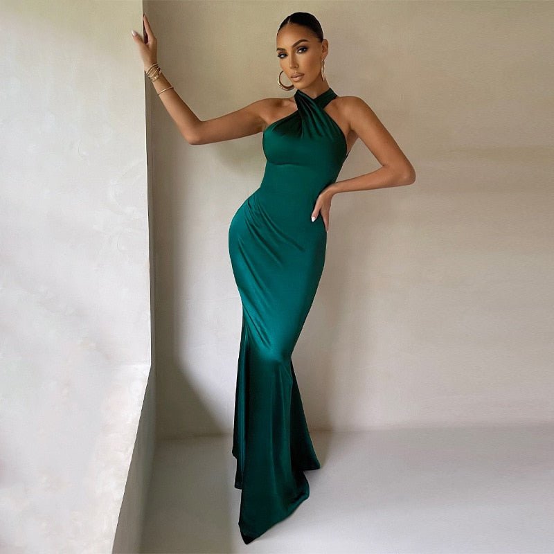 Damen Maxikleid mit Neckholder, figurbetonter Silhouette und elegantem Design
