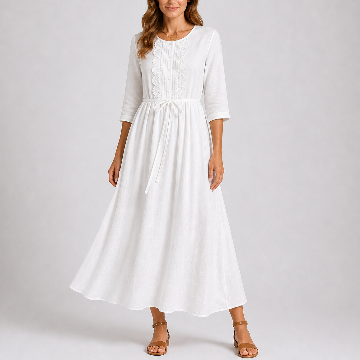 Robe maxi avec devant plissé et taille nouée pour femme