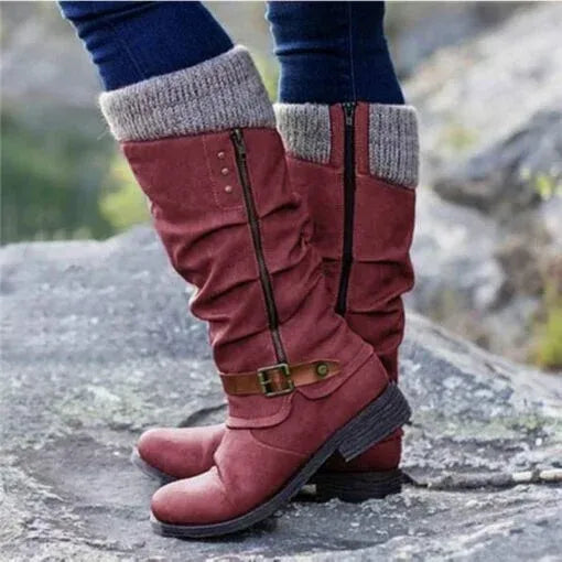 Bottes pour femmes à boucle, mi-mollet