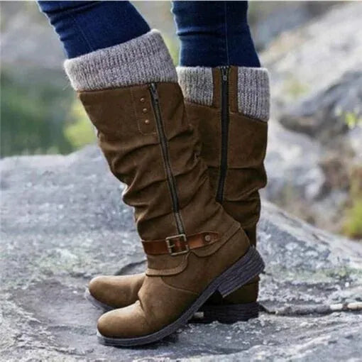 Bottes pour femmes à boucle, mi-mollet