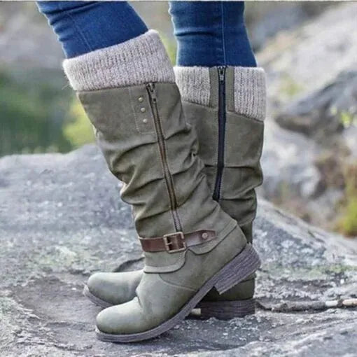 Bottes pour femmes à boucle, mi-mollet