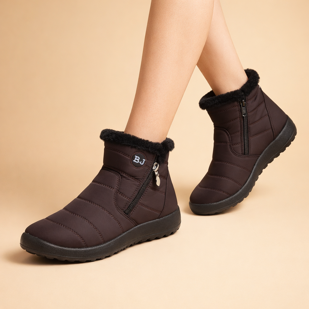 Damen-Schneestiefel mit Pelzfutter bis zum Knöchel