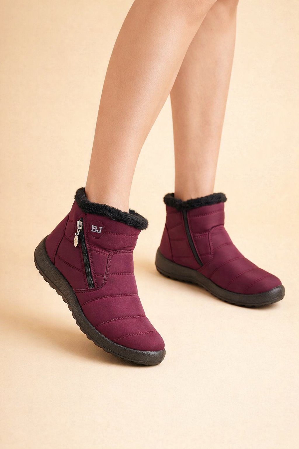 Damen-Schneestiefel mit Pelzfutter bis zum Knöchel