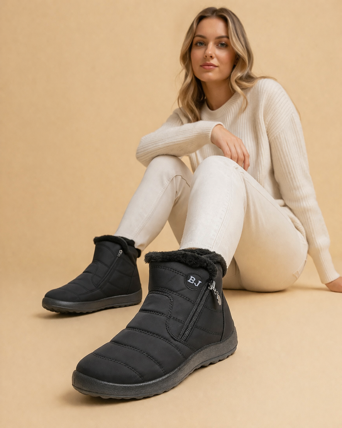 Damen-Schneestiefel mit Pelzfutter bis zum Knöchel