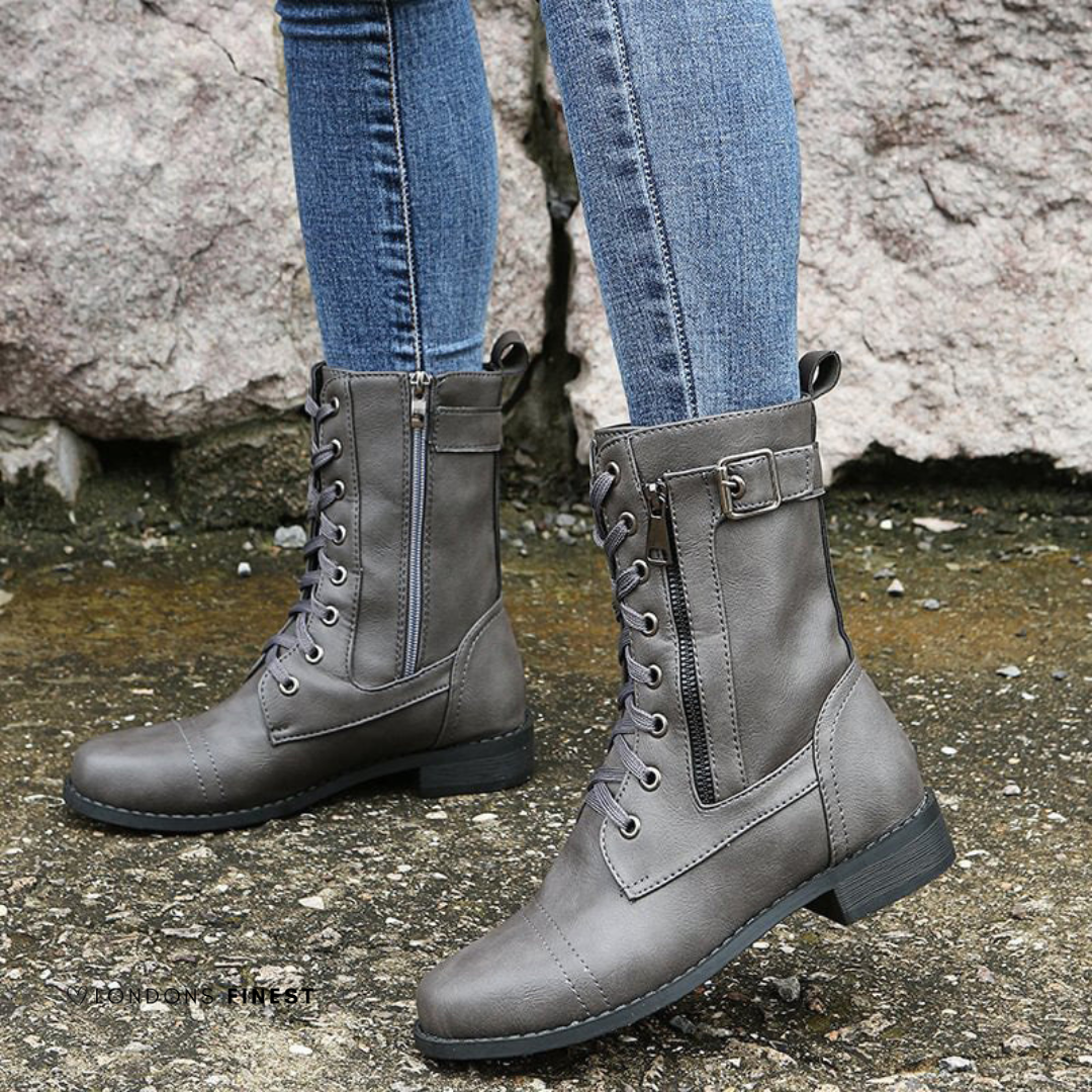 Bottines pour femmes à lacets avec détail à boucle