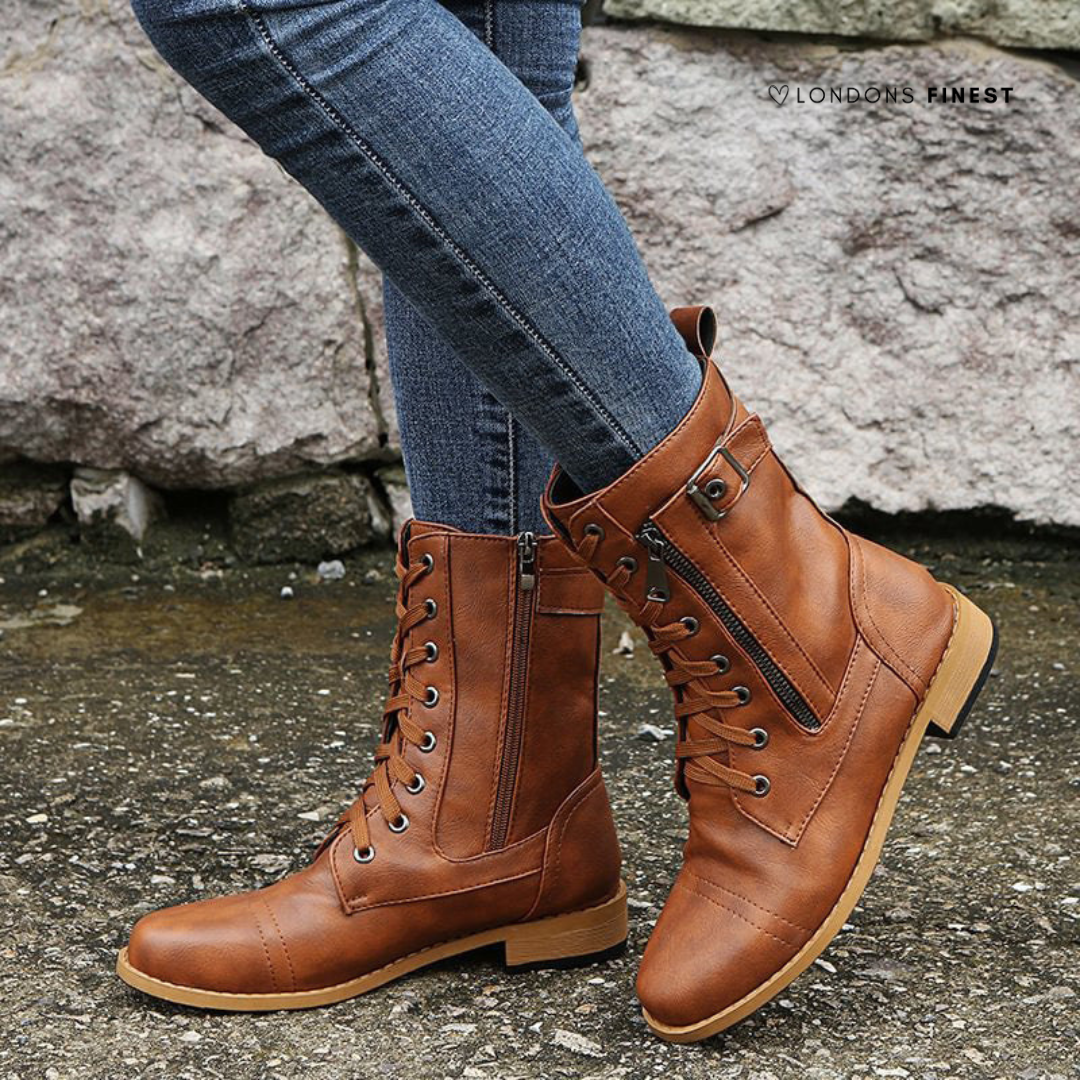 Bottines pour femmes à lacets avec détail à boucle