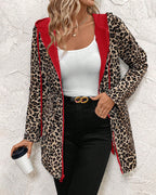 Abrigo reversible con capucha y estampado de leopardo para mujer