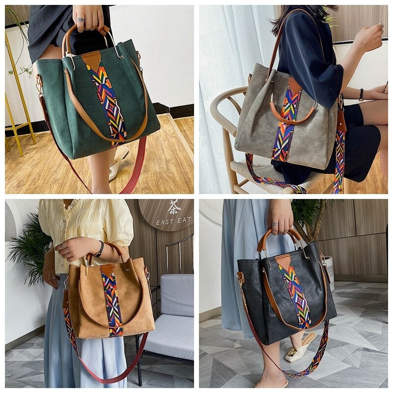 Bolso tote geométrico con tiras para mujer