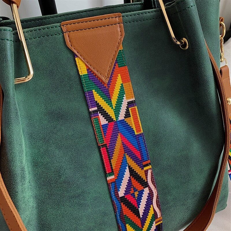 Bolso tote geométrico con tiras para mujer