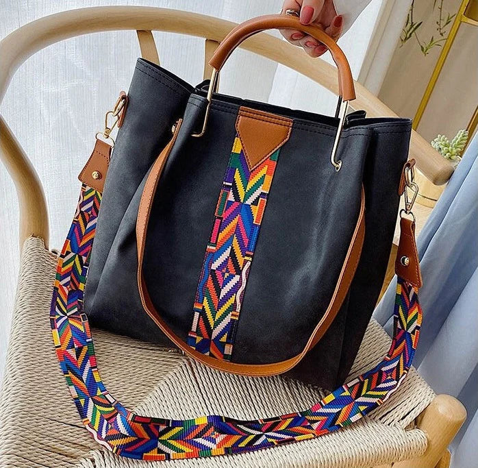 Bolso tote geométrico con tiras para mujer
