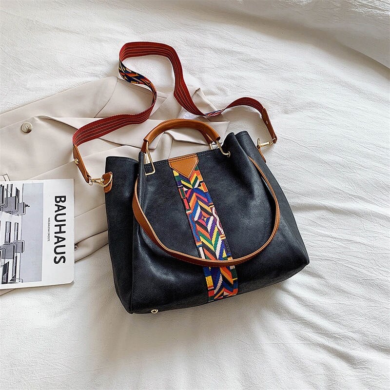 Bolso tote geométrico con tiras para mujer