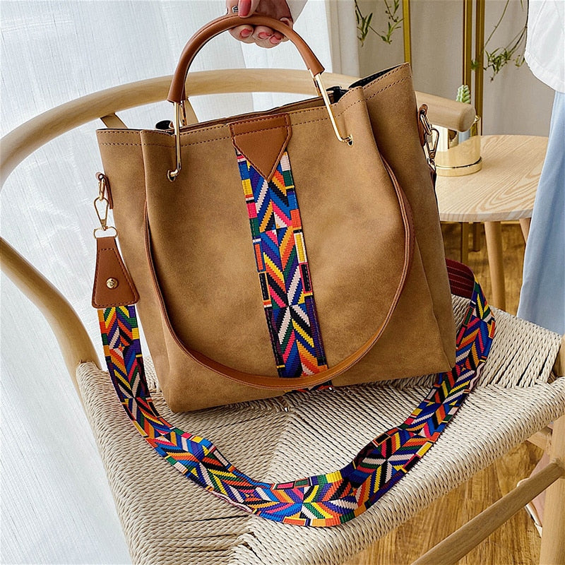 Bolso tote geométrico con tiras para mujer
