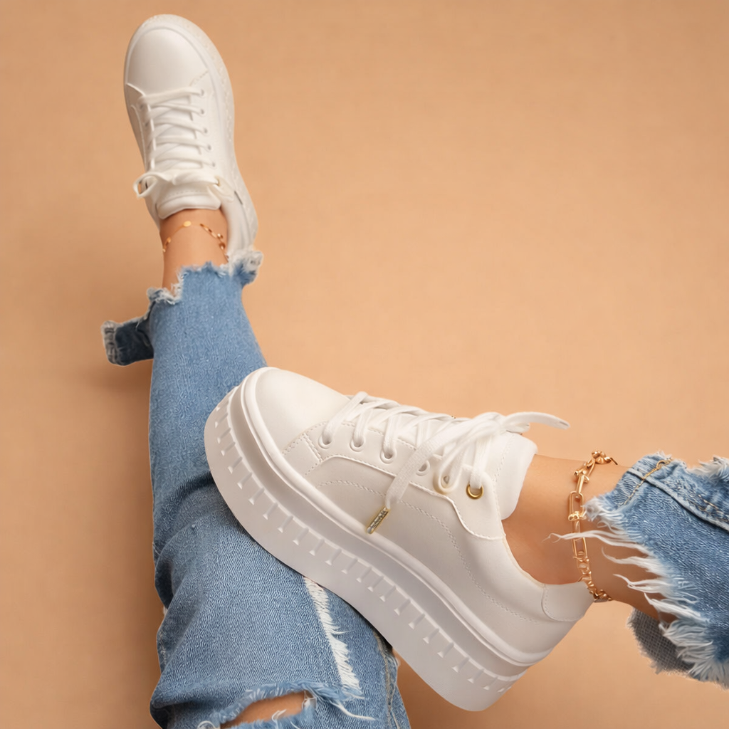 Baskets compensées à lacets pour femmes