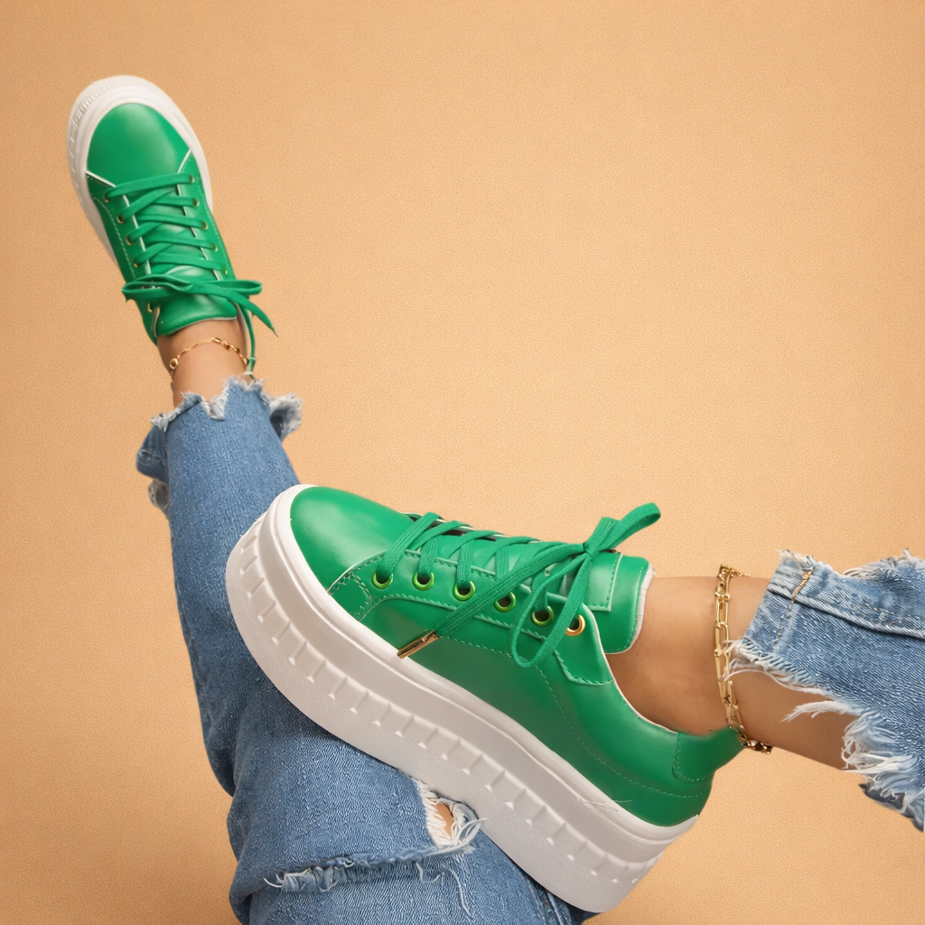 Baskets compensées à lacets pour femmes