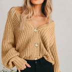 Gilet boutonné en maille épaisse pour femme