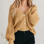 Gilet boutonné en maille épaisse pour femme