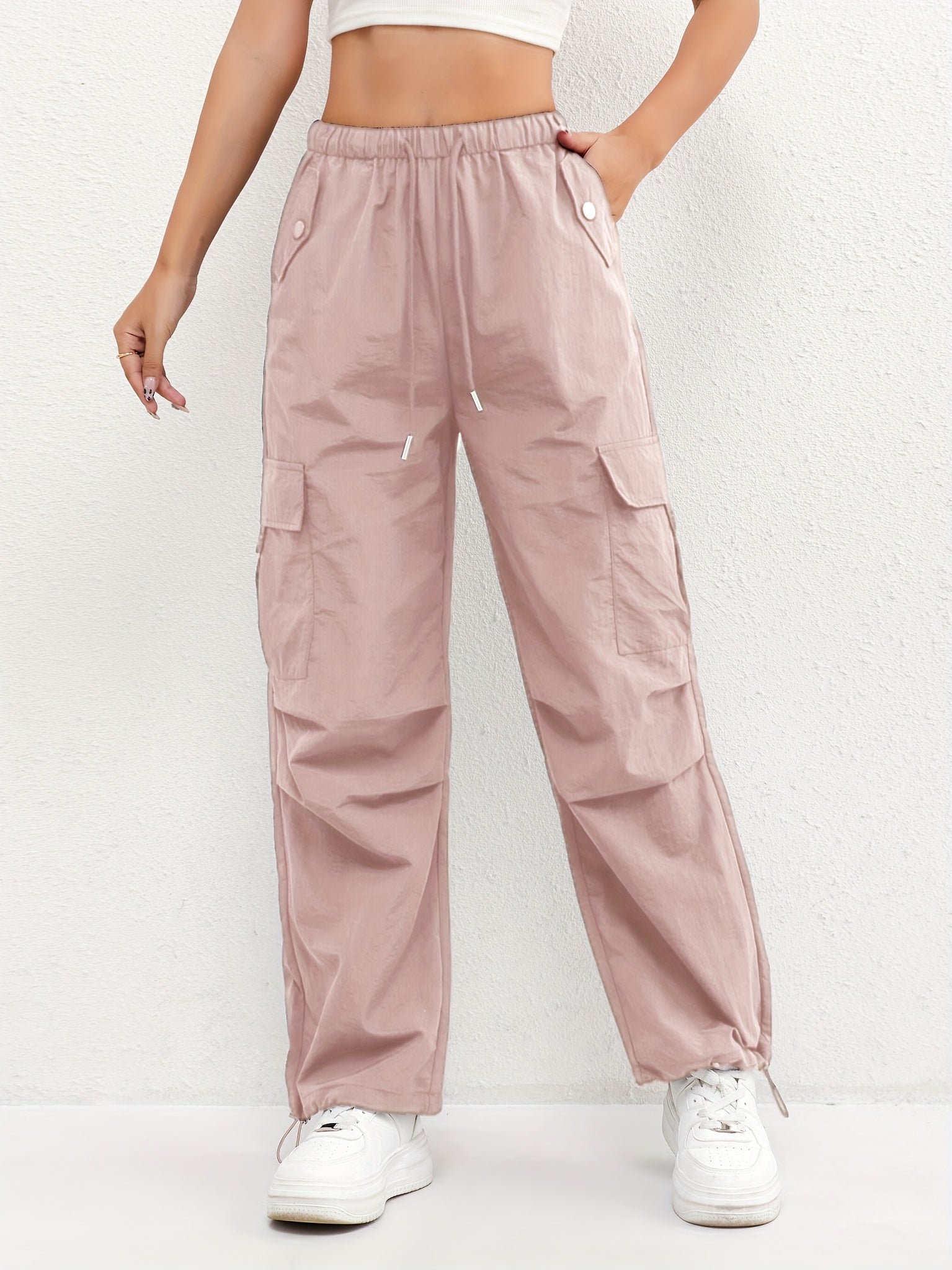 Women's Drawstring Cargo Parachute Pants