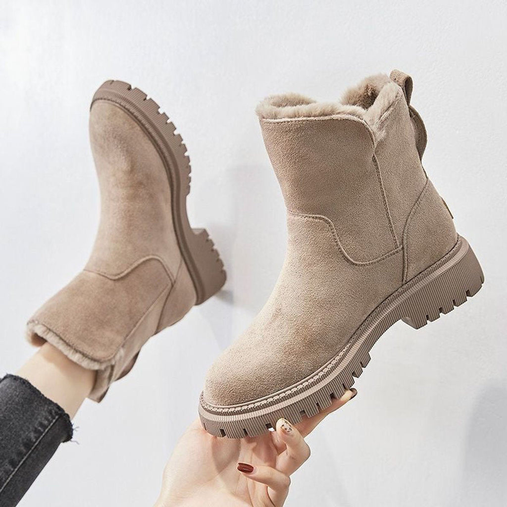 Damen-Slipper-Stiefeletten mit Fleece-Futter