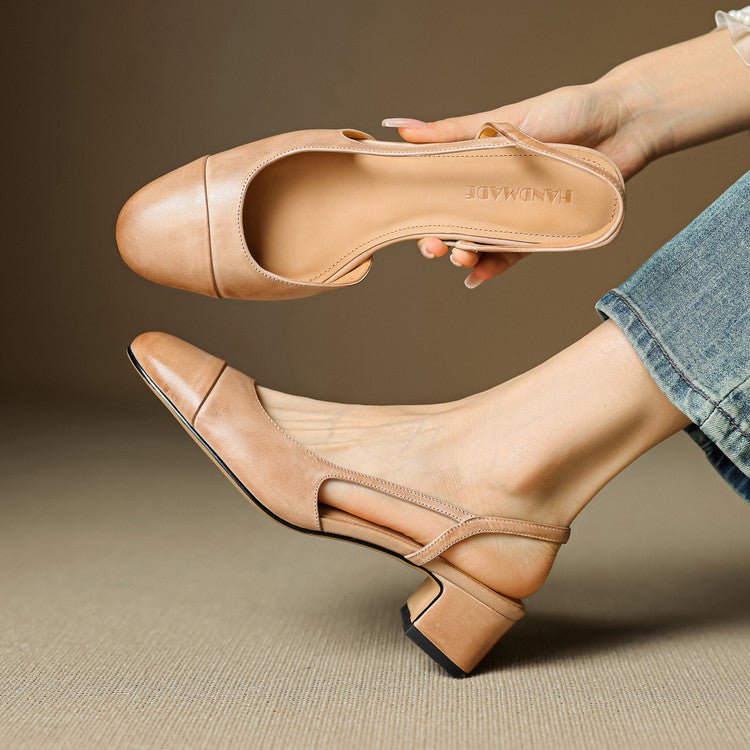 Damernas pumps med mandelformad tå, slingback och blockklack