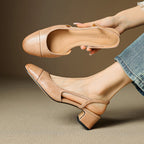 Damernas pumps med mandelformad tå, slingback och blockklack