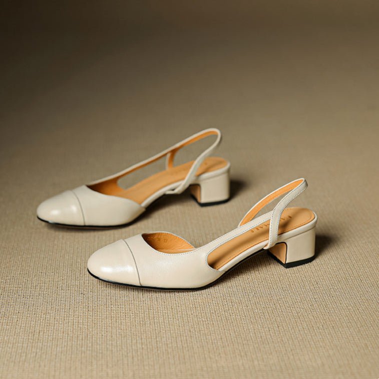 Damernas pumps med mandelformad tå, slingback och blockklack