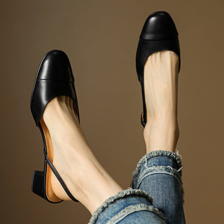 Damernas pumps med mandelformad tå, slingback och blockklack