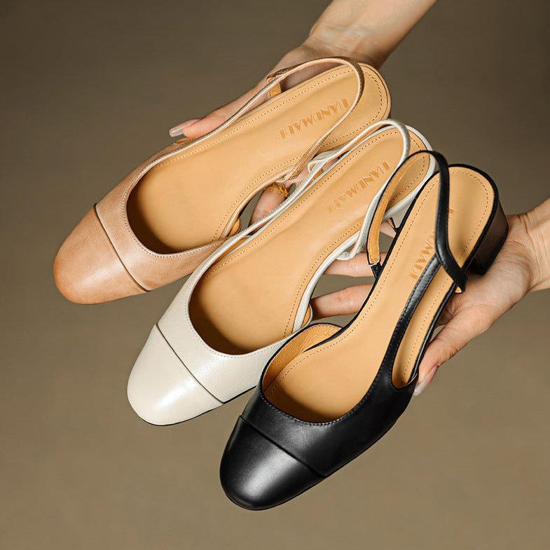 Damernas pumps med mandelformad tå, slingback och blockklack