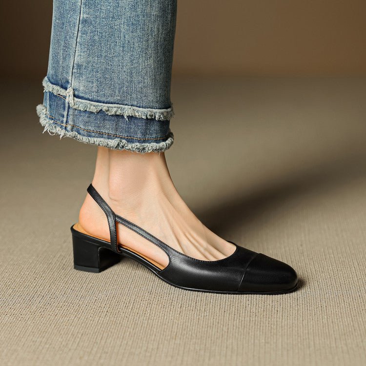 Women’s Almond Toe Slingback Block Heel Pumps