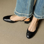 Damernas pumps med mandelformad tå, slingback och blockklack