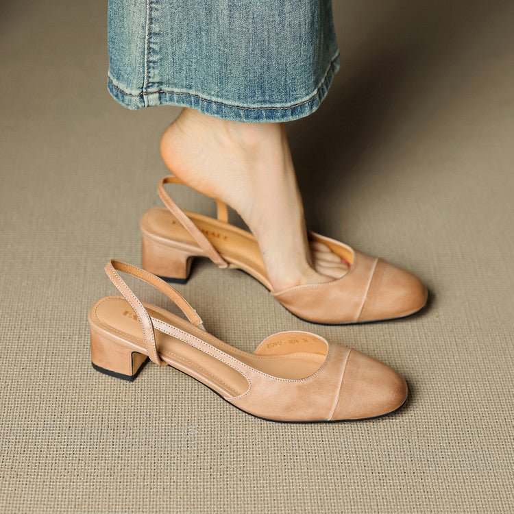 Damernas pumps med mandelformad tå, slingback och blockklack