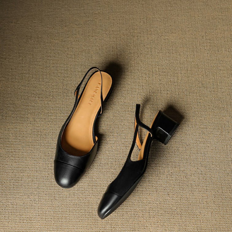 Damernas pumps med mandelformad tå, slingback och blockklack