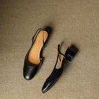 Damernas pumps med mandelformad tå, slingback och blockklack