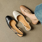 Damernas pumps med mandelformad tå, slingback och blockklack
