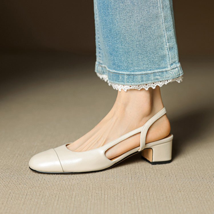 Women’s Almond Toe Slingback Block Heel Pumps