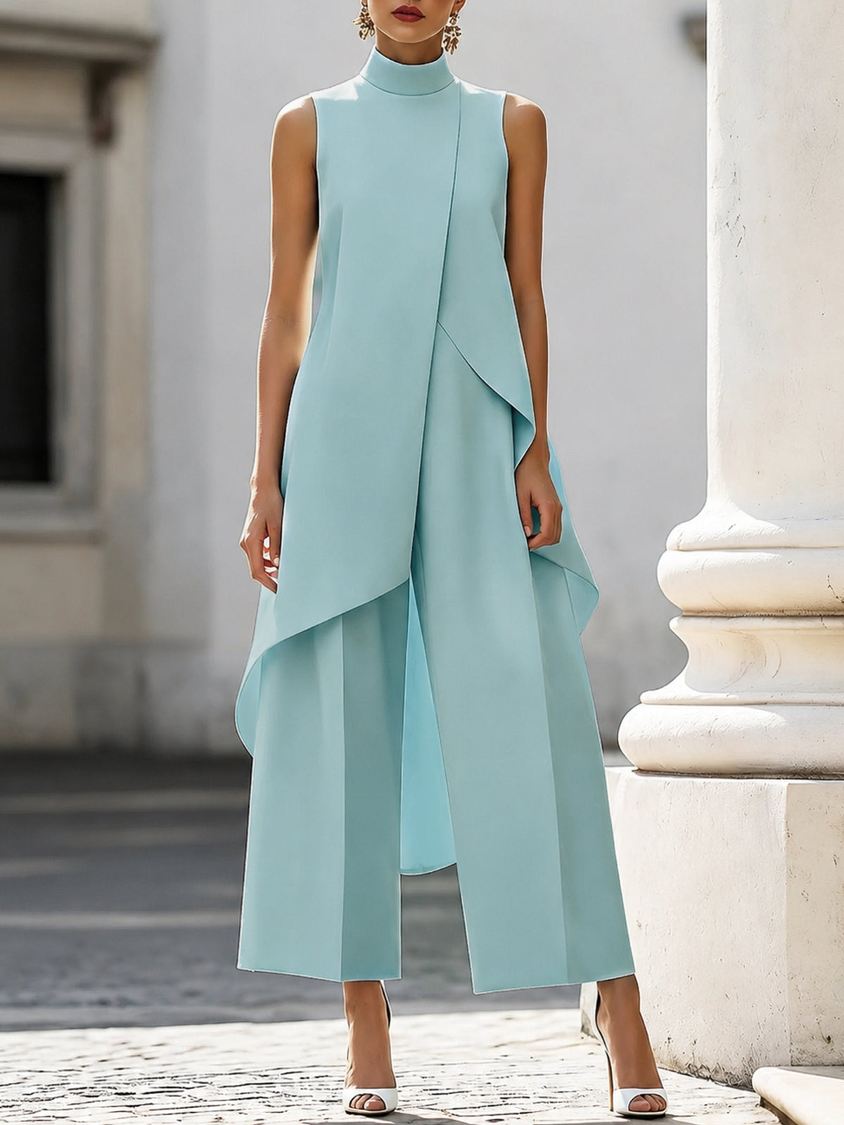 Women’s Asymmetric Tunic & Wide Leg Pants Set