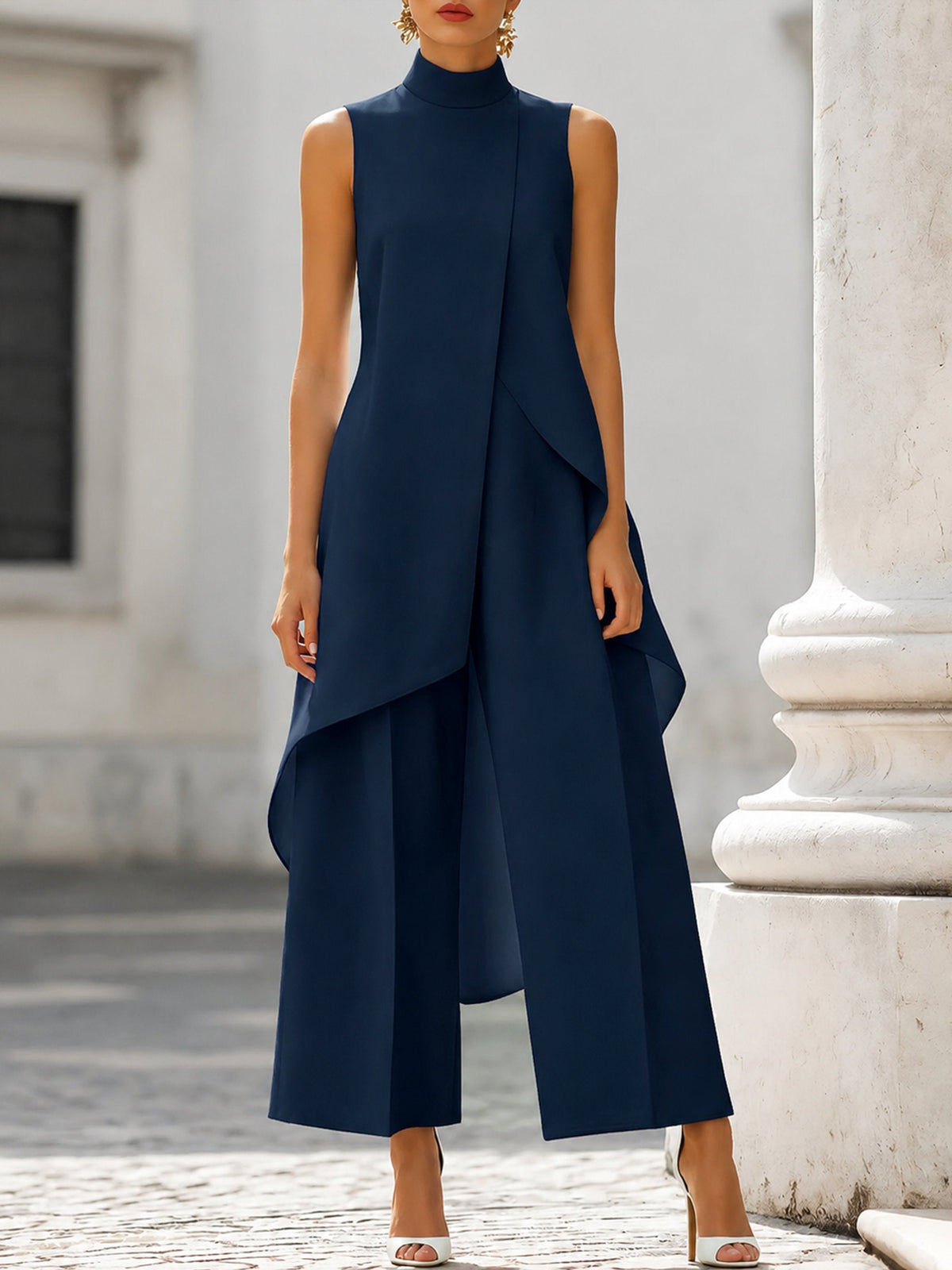 Women’s Asymmetric Tunic & Wide Leg Pants Set