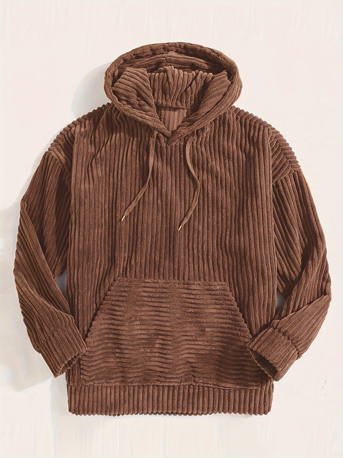 Women's Ribbed Textured Pullover Hoodie with Kangaroo Pocket