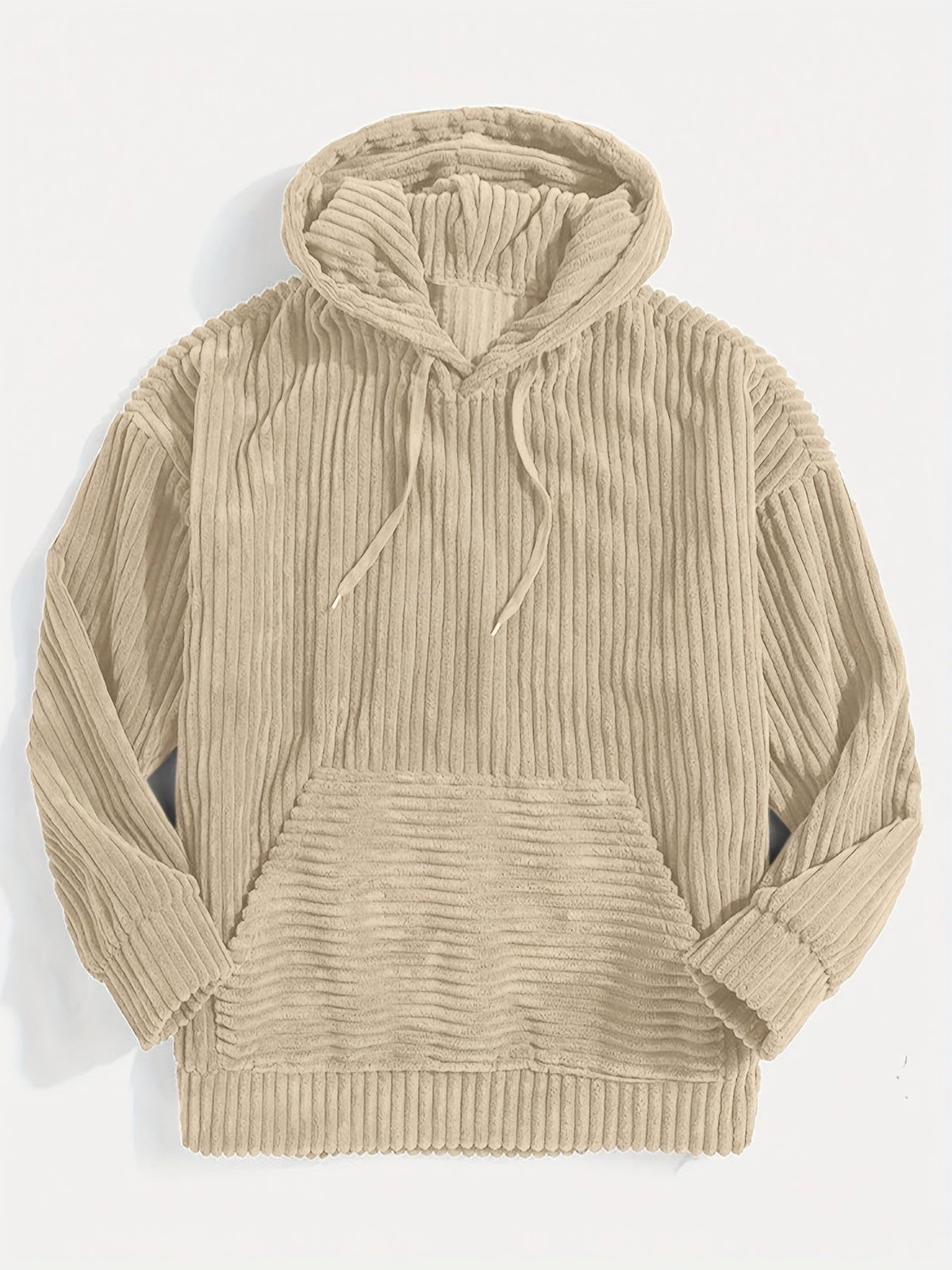 Women's Ribbed Textured Pullover Hoodie with Kangaroo Pocket