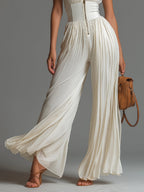 Damen-Plissee-Jumpsuit mit weitem Bein