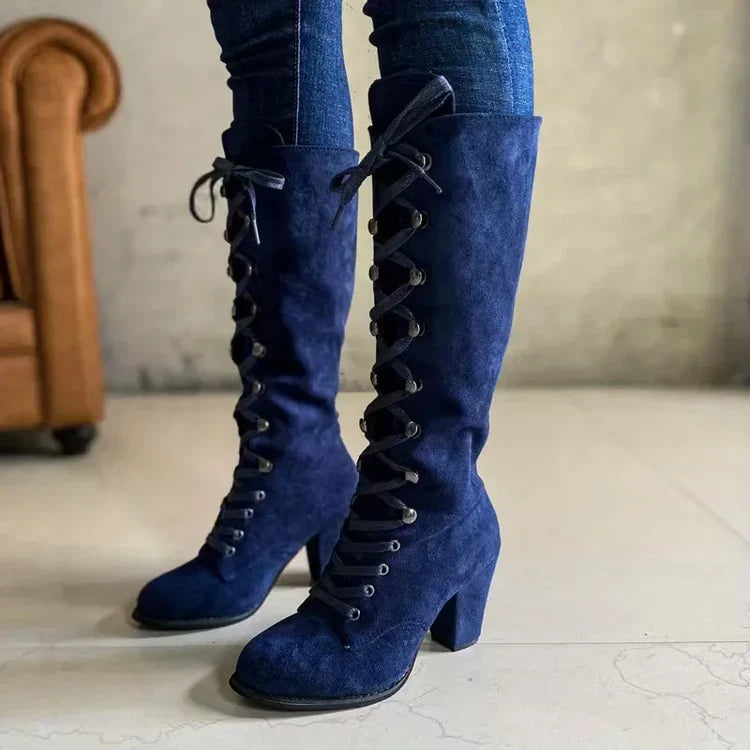 Bottes montantes vintage à lacets pour femmes
