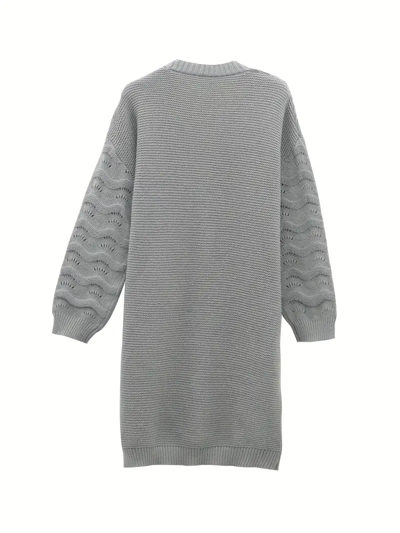 Lang, åbenstrikket cardigan til kvinder