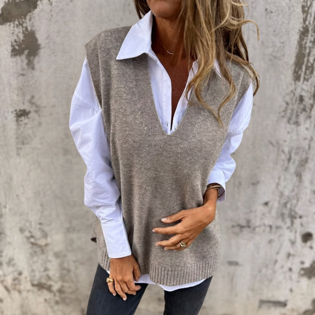 Gilet en maille oversize à col V pour femme