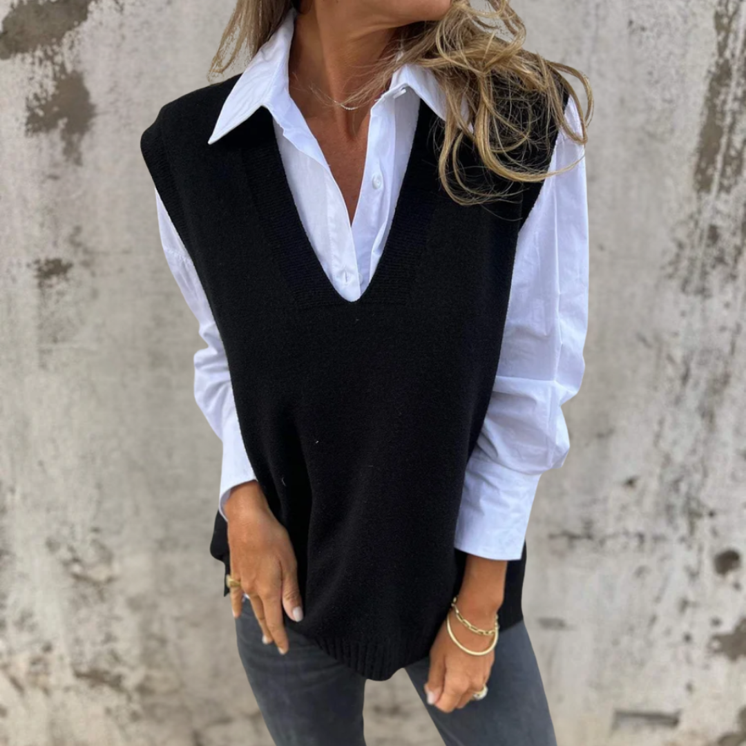Gilet en maille oversize à col V pour femme