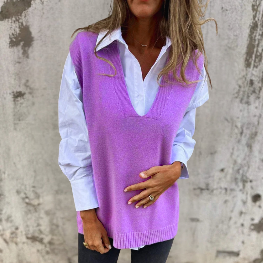 Gilet en maille oversize à col V pour femme