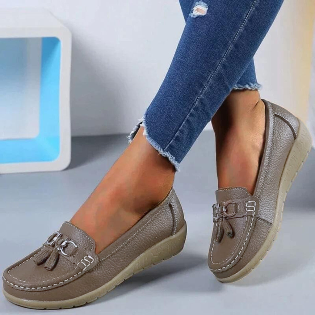 Mocassins à enfiler pour femmes avec pampilles
