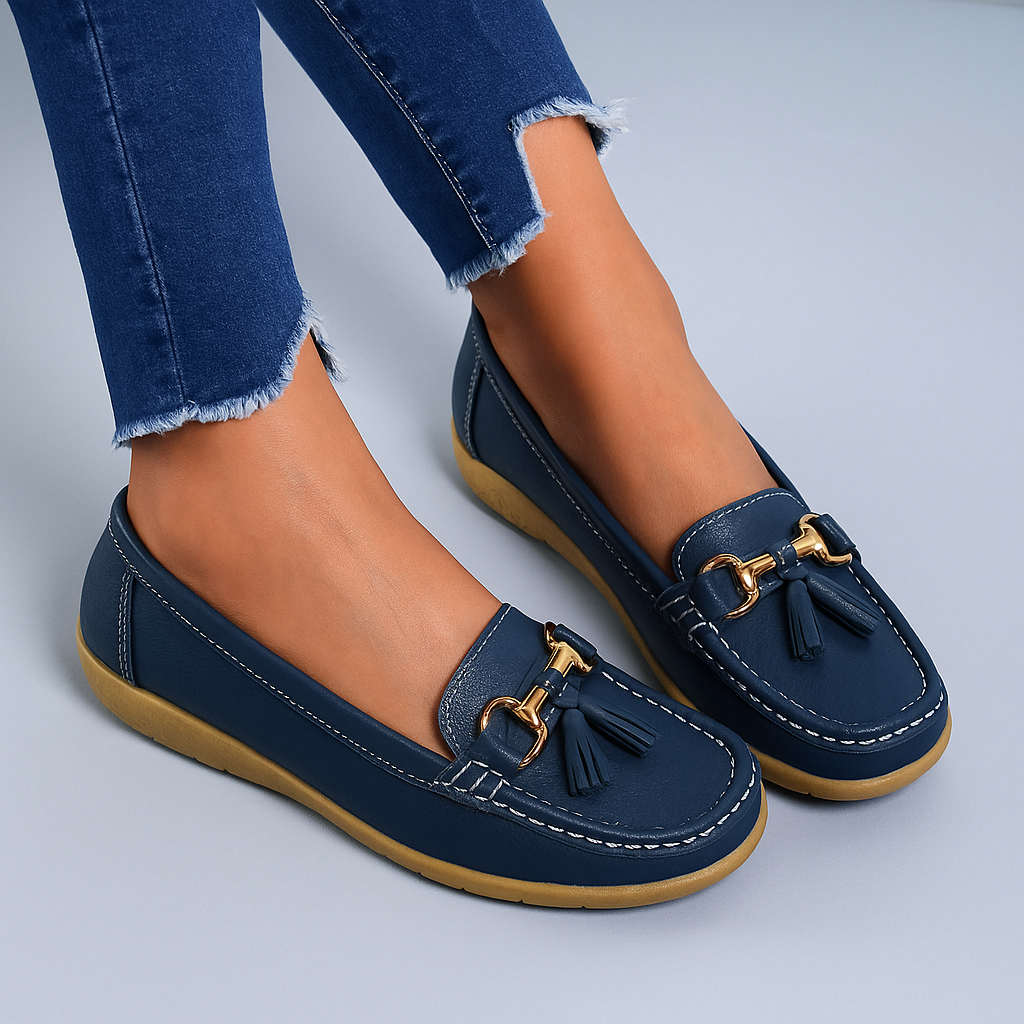 Mocassins à enfiler pour femmes avec pampilles