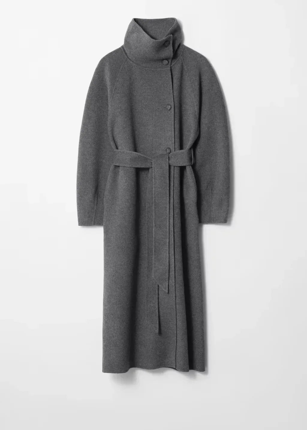 Women's Long Belted High Neck Coat